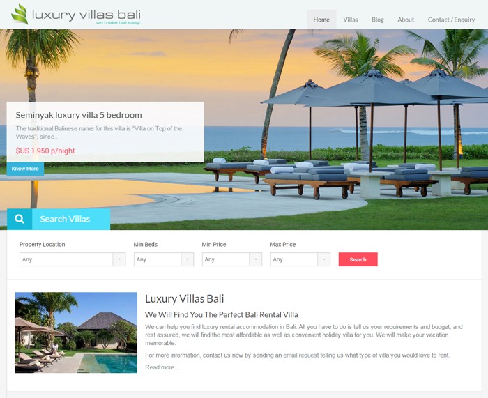 Website Design for Luxury Villas Bali